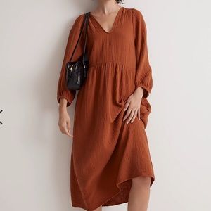 Madewell Lightspun V-Neck Midi Dress xlarge